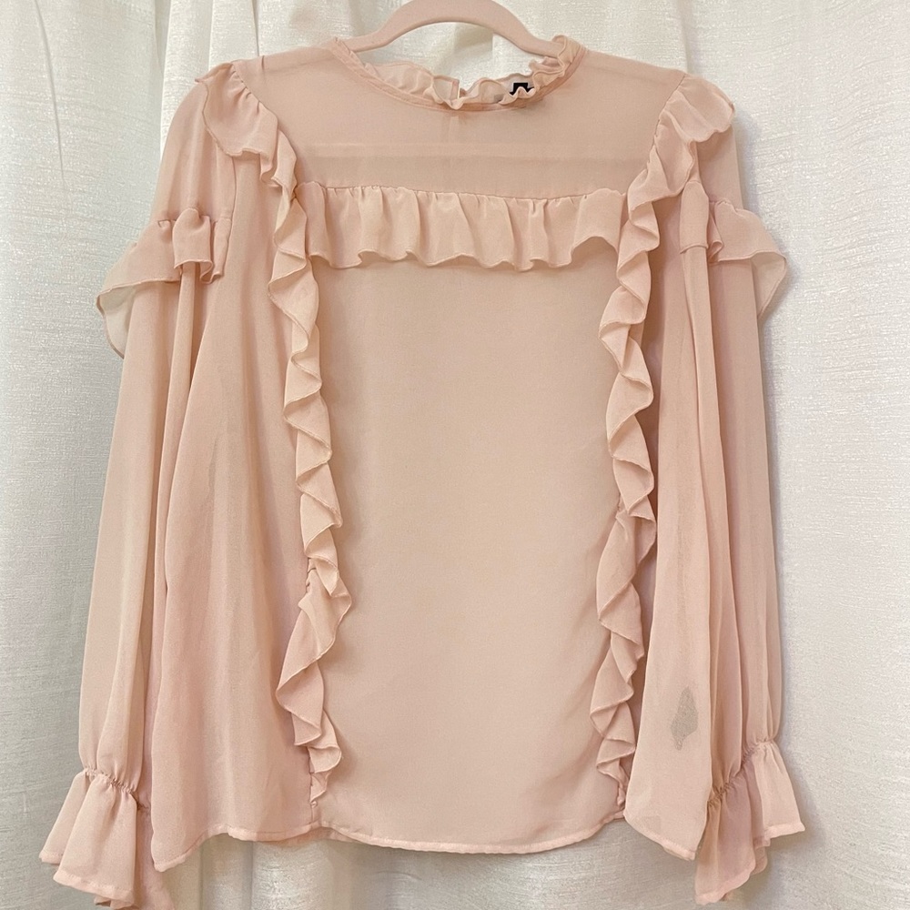 Mock neck ruffled top